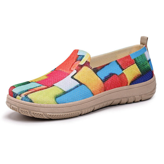 Damen Bunte Slip-On Freizeitschuhe mit Komfort-Einschub