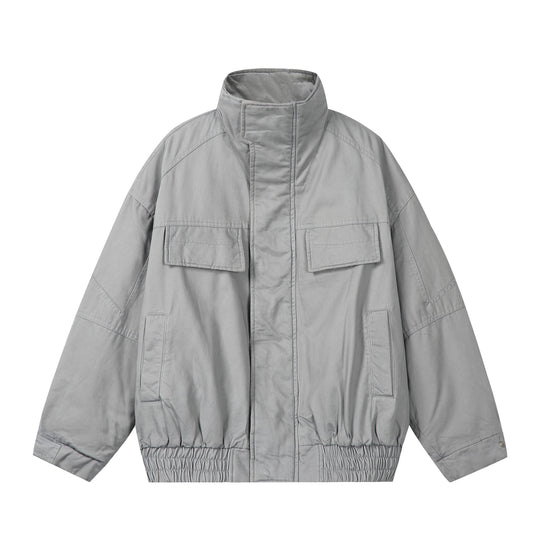 Unisex Boxy-Fieldjacke mit hohem Stehkragen, Pattentaschen und elastischem Saum Shop Nory