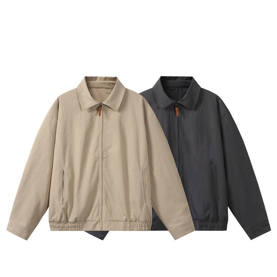 Unisex Leichte Oversize Übergangsjacke im Bomberstil mit Hemdkragen und elastischem Saum Shop Nory