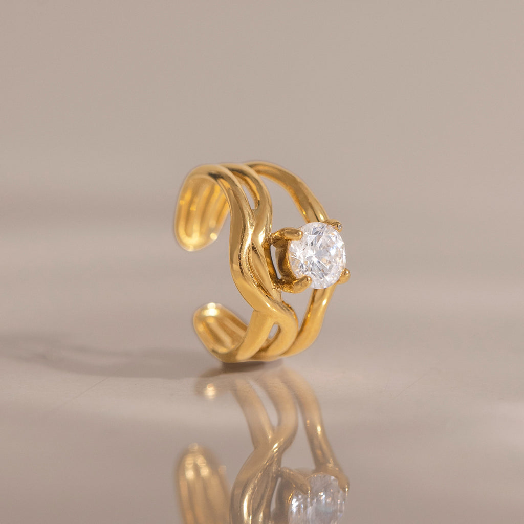 Damen Offener Ring mit elegantem Kristallbesatz Shop Nory