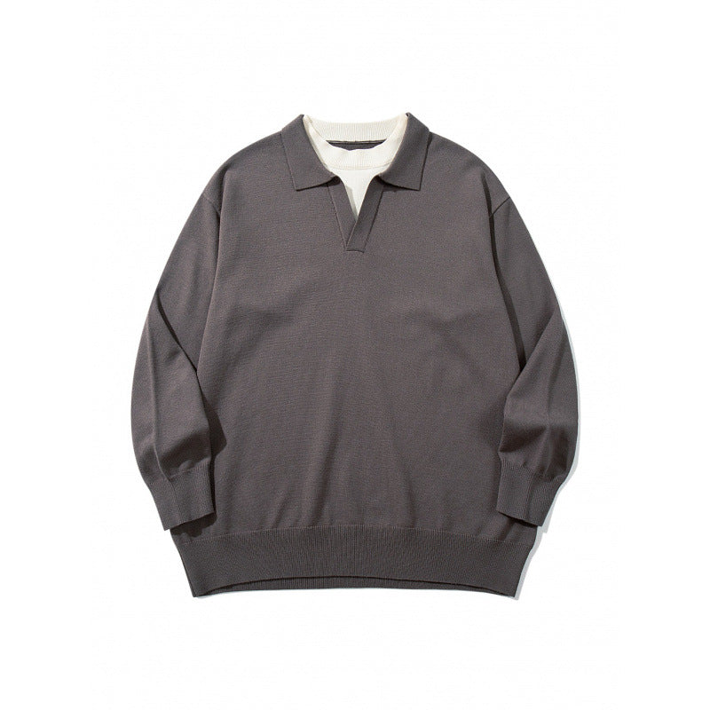Unisex Oversize-Feinstrickpullover mit offenem Henley-Ausschnitt und kontrastiertem Innenkragen Shop Nory