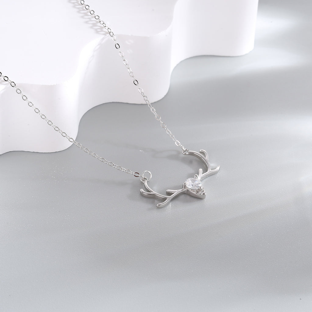 Damen filigrane Halskette mit elegantem Geweih-Anhänger Shop Nory