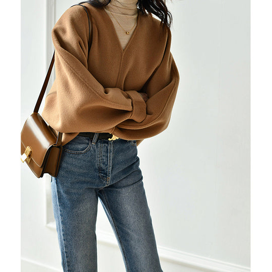 Damen Lässiger V-Ausschnitt Pullover Shop Nory