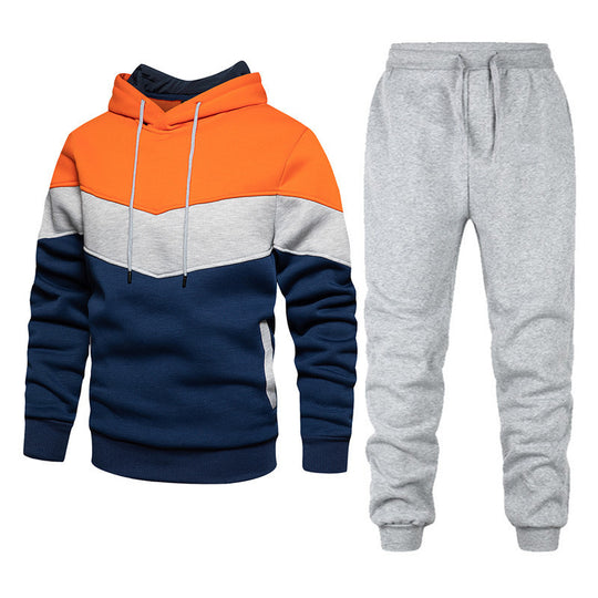 Herren nan athleisure-Set mit Chevron-Kapuze, fleecegefüttertem Pullover und schmal zulaufender Jogginghose Shop Nory