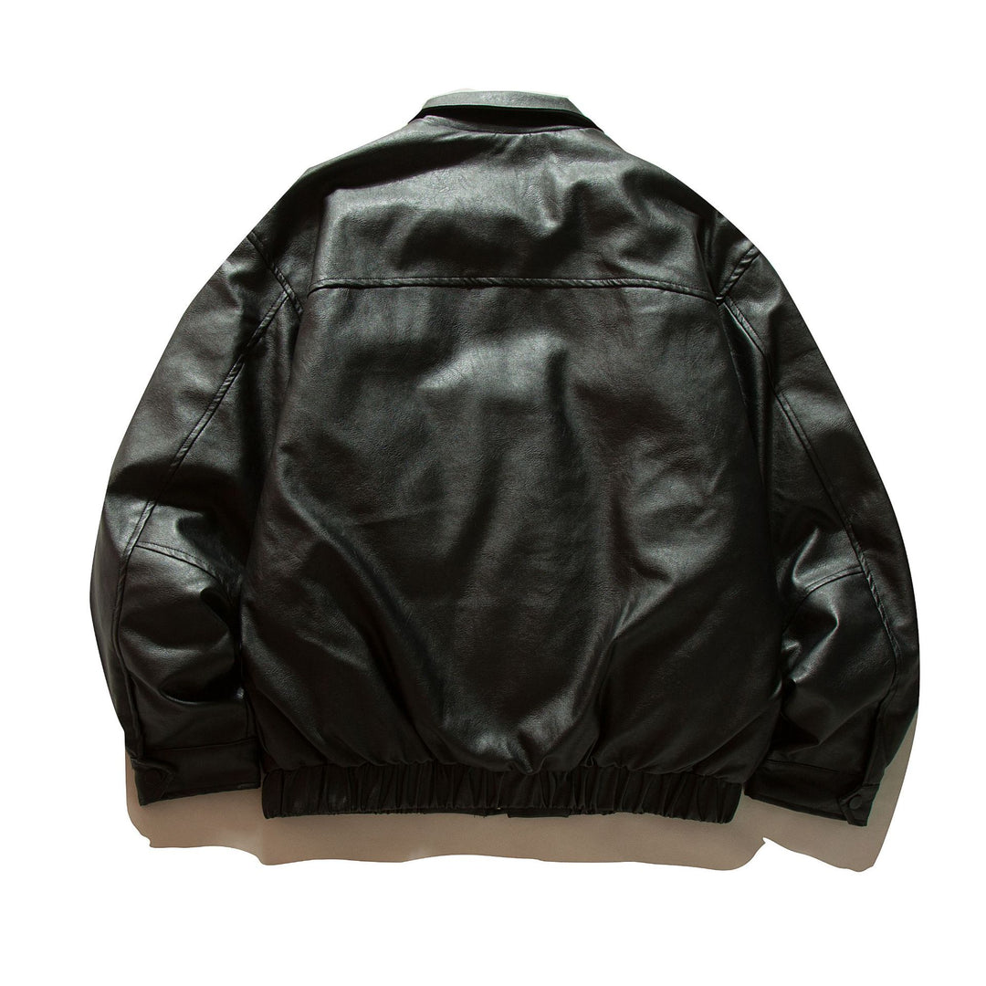 Herren Boxy Kunstleder-Blouson mit Pattentaschen und elastischem Saum Shop Nory