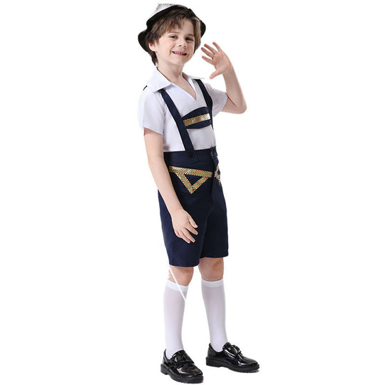 Unisex nan festliche Kinderhose mit verstellbaren Hosenträgern und Ziergürtel Shop Nory