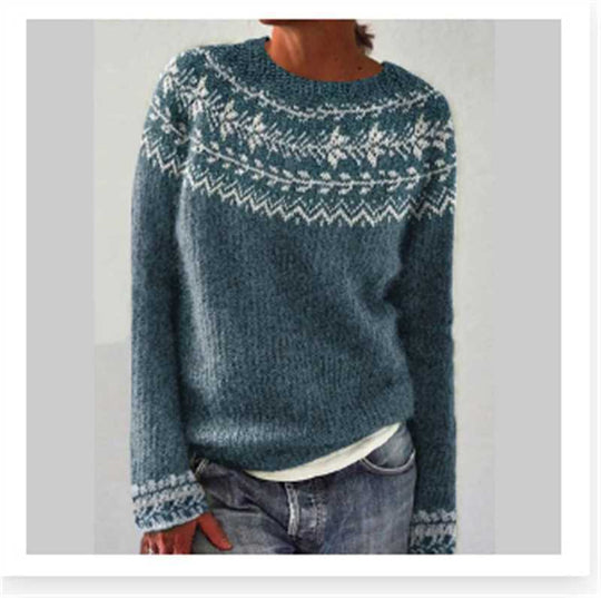 Damen nan Norwegerpullover aus Wollmix mit Rundhalsausschnitt und traditionellem Fair-Isle-Yoke Shop Nory
