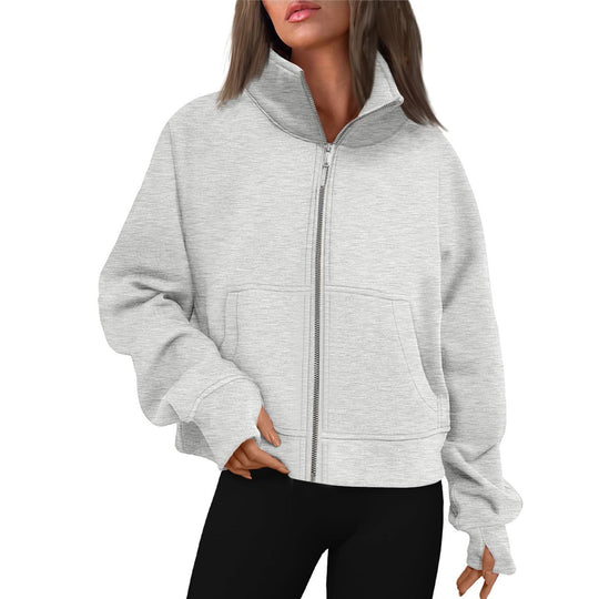 Damen bequeme Sweatjacke mit hohem Kragen