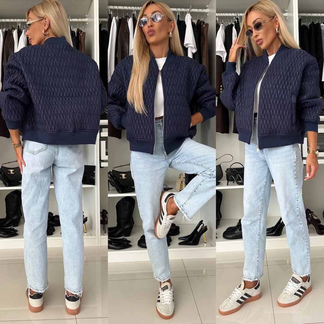 Damen elegante Steppjacke mit voluminösen Ärmeln