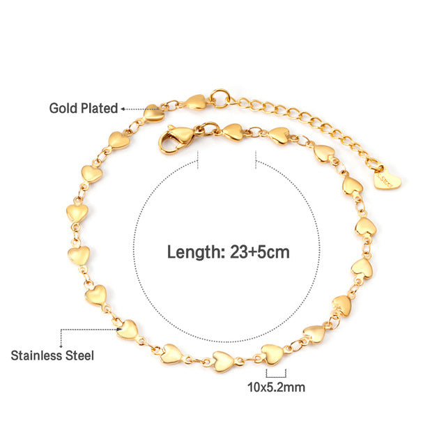 Damen Armband mit herzförmigem Design aus hochglanzpoliertem Edelstahl Shop Nory