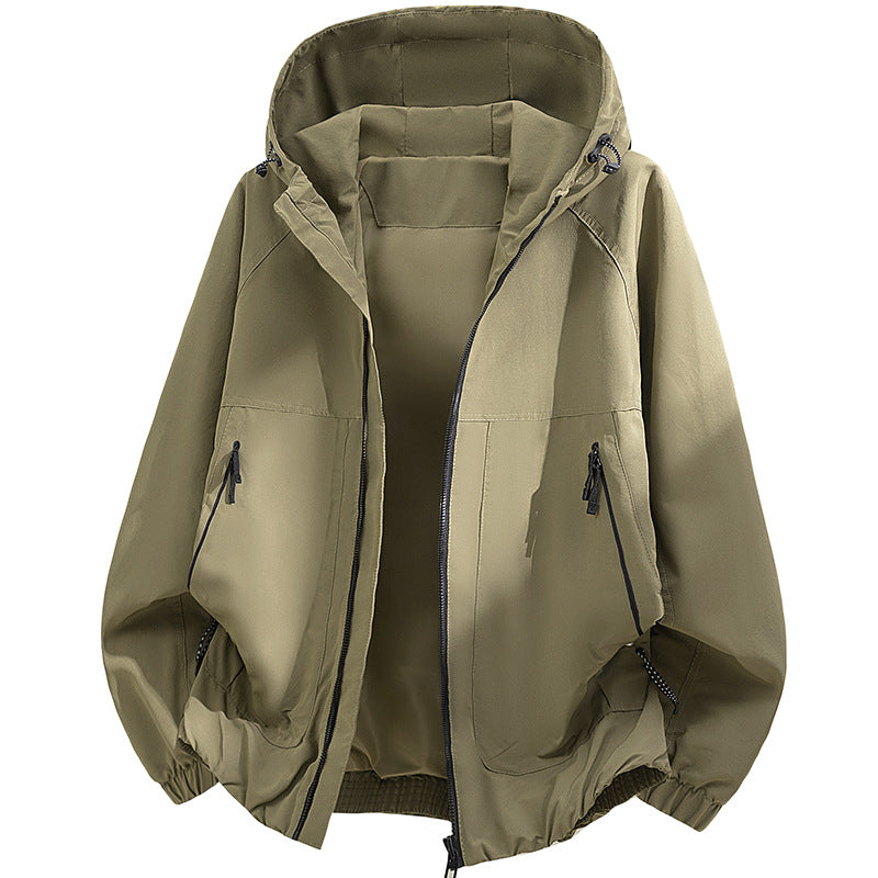 Herren Oversized Kapuzen‑Softshelljacke mit technischer Oberfläche und Kordelzugsaum Shop Nory