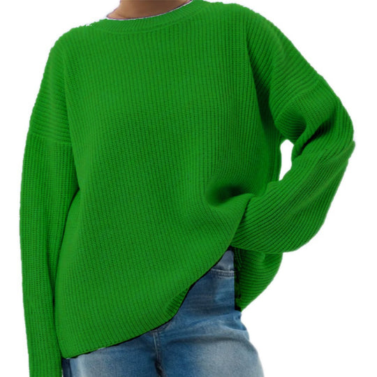 Damen Oversize Strukturstrick-Pullover mit Rundhalsausschnitt und überschnittener Schulter Shop Nory