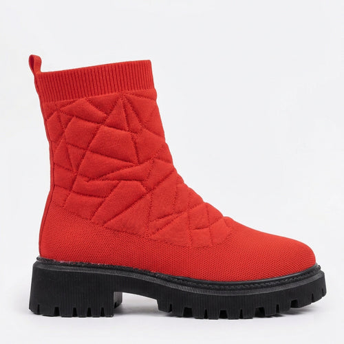 Damen Modische Stiefel mit strukturiertem Obermaterial und rutschfester Profilsohle