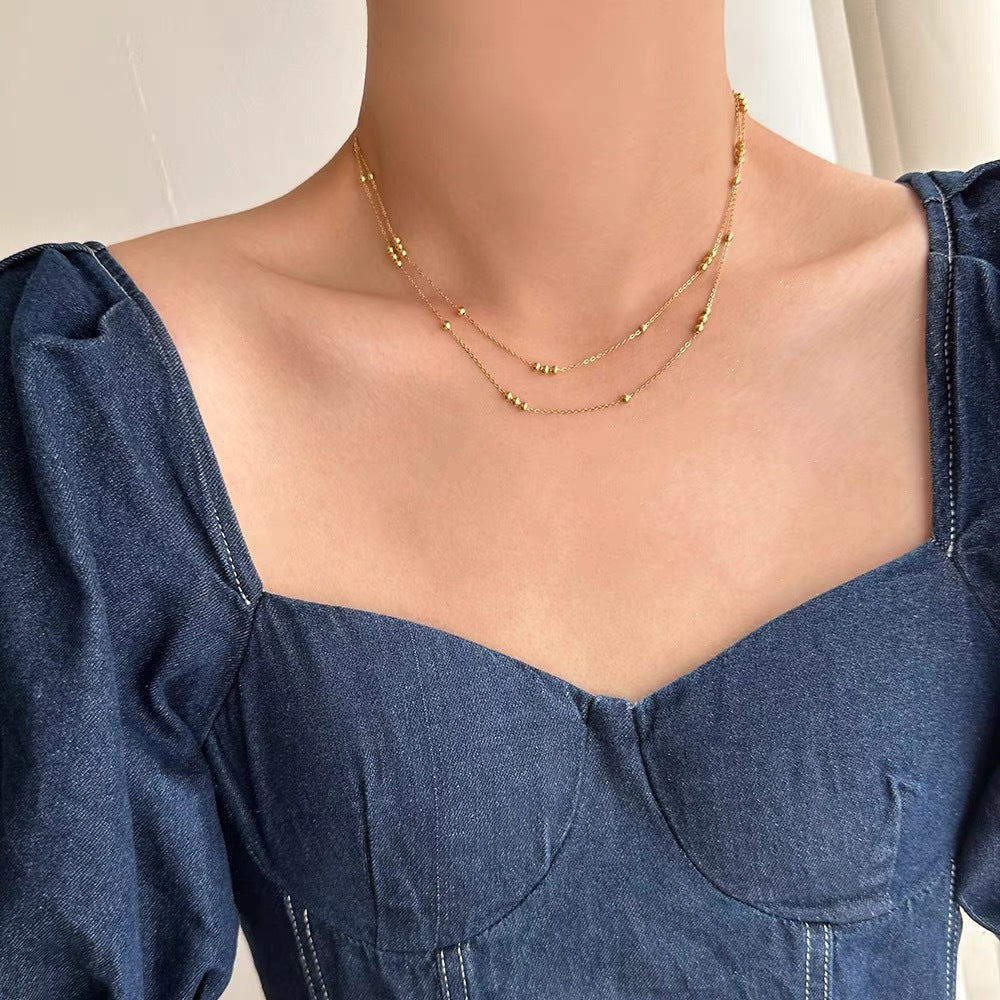 Damen Geschichtete Perlenkette Shop Nory