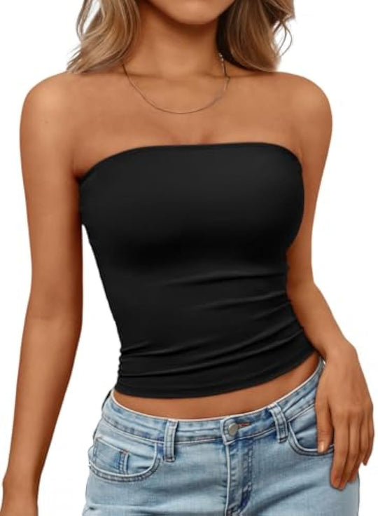Damen Bandeau-Oberteil aus elastischem Material mit figurbetontem Schnitt