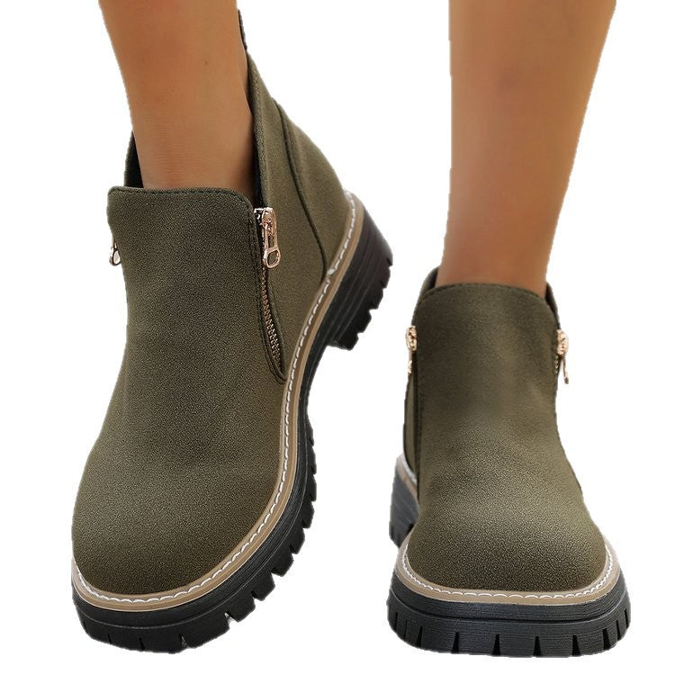 Damen Ankle-Boots mit grober Profilsohle und seitlichem Reißverschluss Shop Nory