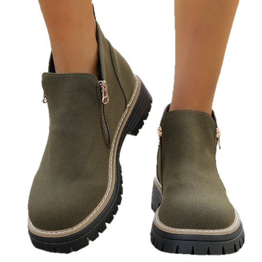 Damen Ankle-Boots mit grober Profilsohle und seitlichem Reißverschluss Shop Nory