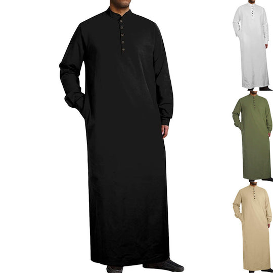 Herren moderner Kaftan mit Knopfleisten-Design und weichem Baumwollmaterial Shopnory