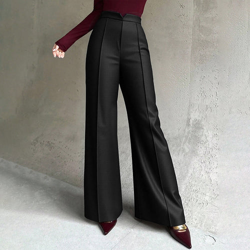 Damen elegante weite Palazzo-Hose mit Bügelfalte und hochgeschnittener Taille Shop Nory