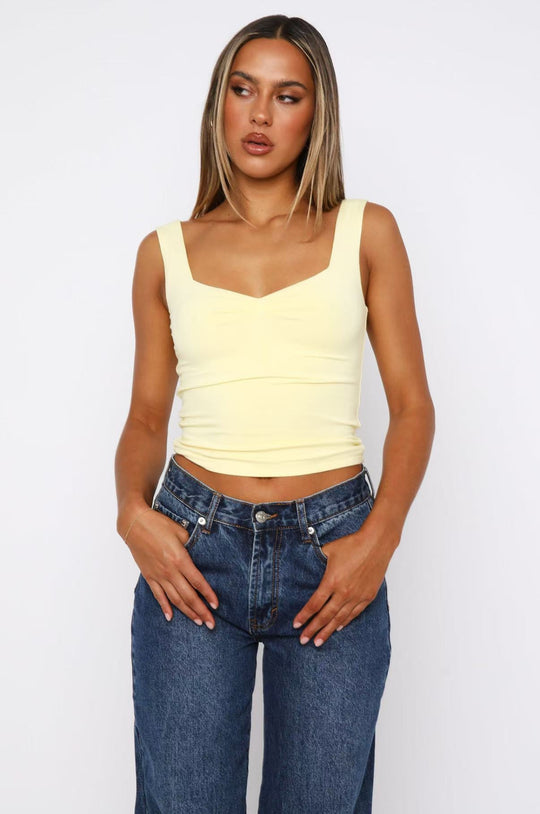 Damen figurbetontes Crop-Top mit breiten Trägern und V-Ausschnitt