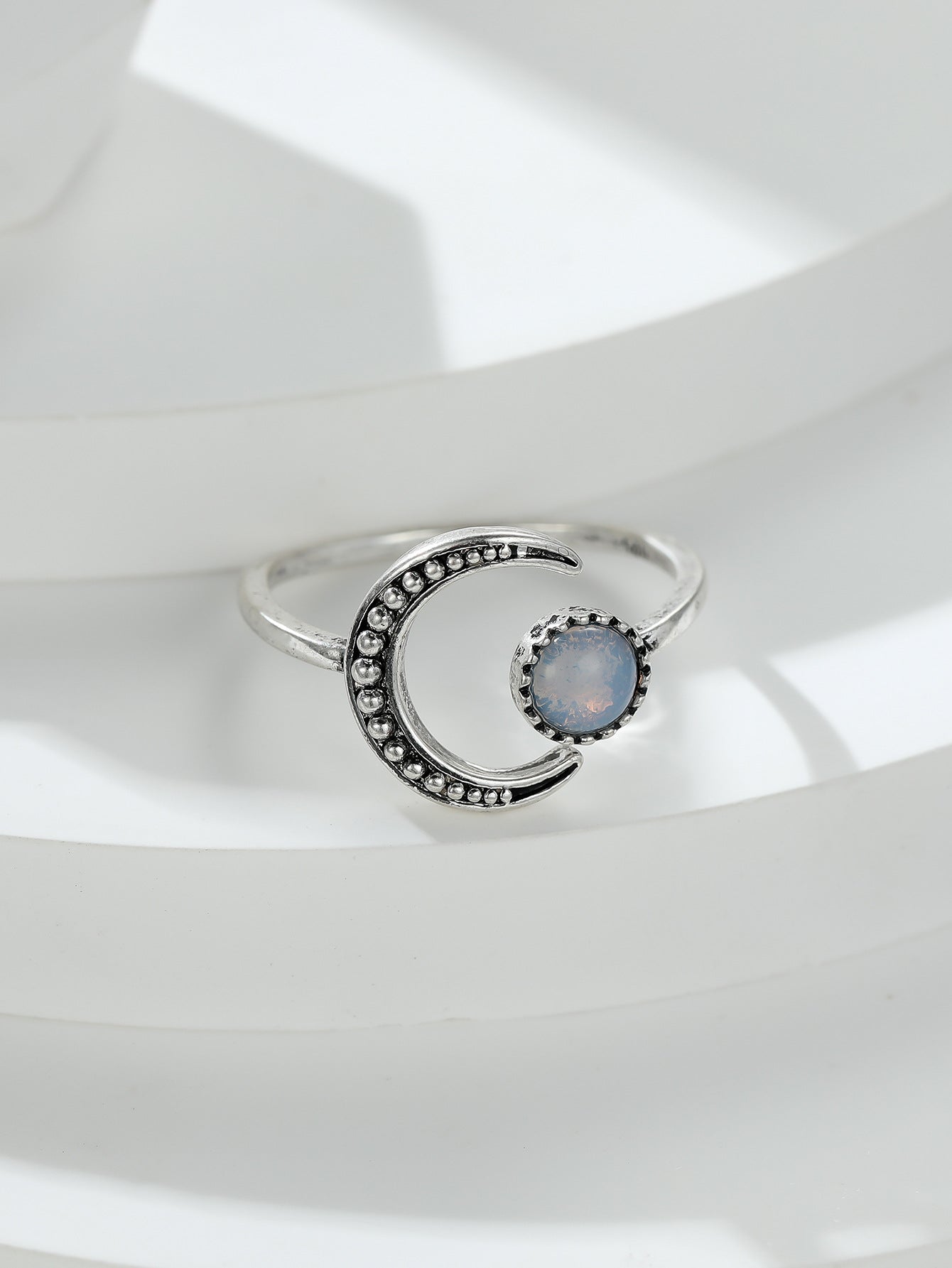 Damen Ring mit Mondmotiv und Opalstein Shop Nory