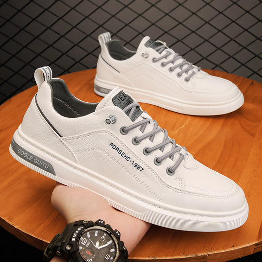 Herren elegante niedrige Leder-Sneaker mit Komfortfußbett und rutschfester Gummisohle Shopy Nory