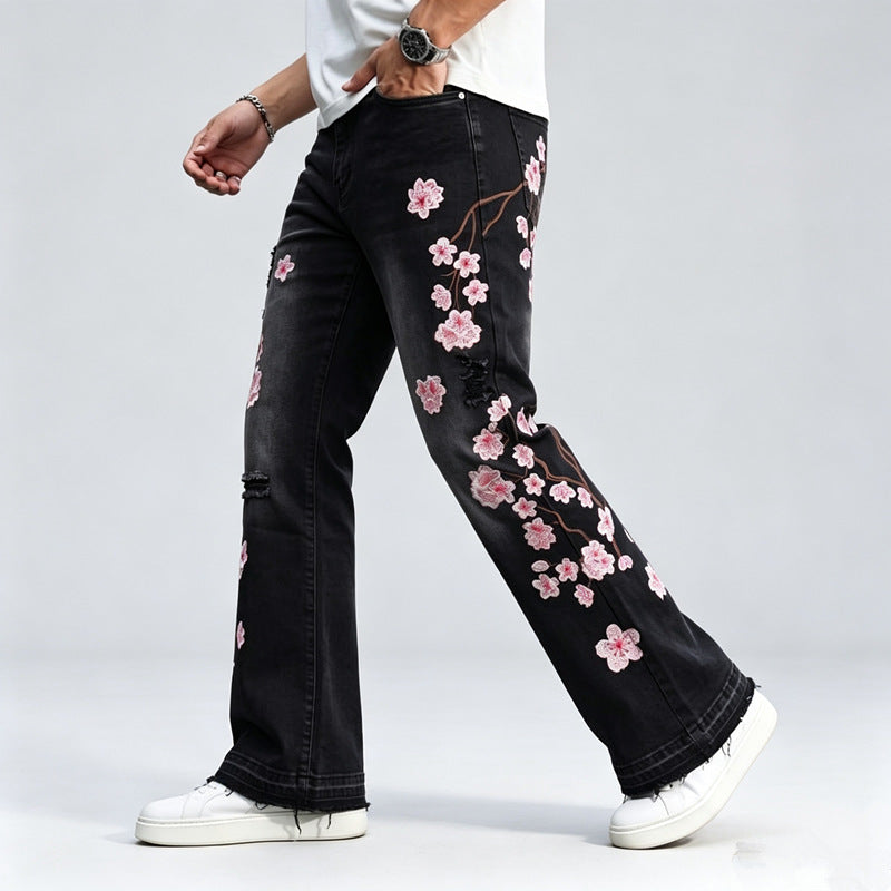 Herren Jeans mit floralen Stickereien Shop Nory
