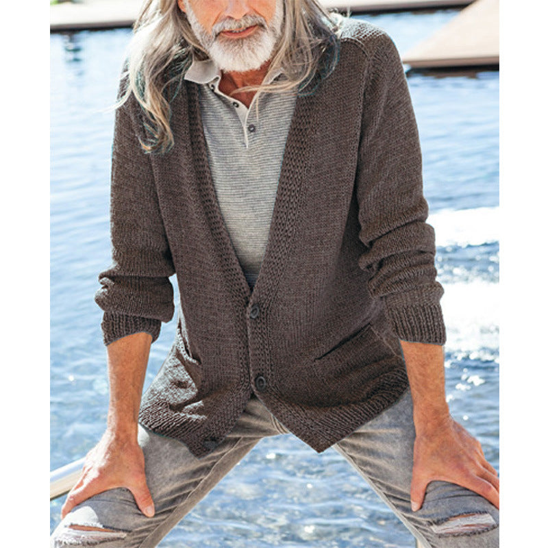 Herren Strickcardigan mit Kapuze und aufgesetzten Taschen Shop Nory
