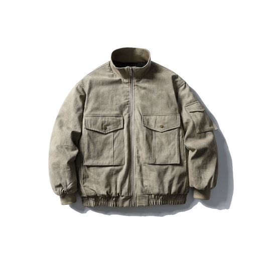 Herren Boxy Utility-Blousonjacke mit Stehkragen, Cargo-Ärmel und aufgesetzten Pattentaschen Shop Nory