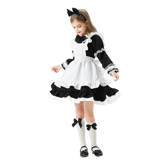 Mädchen verspieltes Dienstmädchenkleid mit Rüschendetails Shop Nory