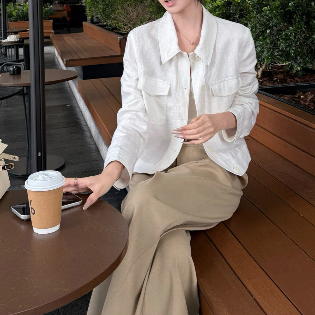Damen Lässige und stilvolle Leinenjacke Shop Nory