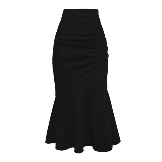 Damen Taillierter Midirock mit seitlicher Raffung und ausgestelltem Volant-Saum Shop Nory