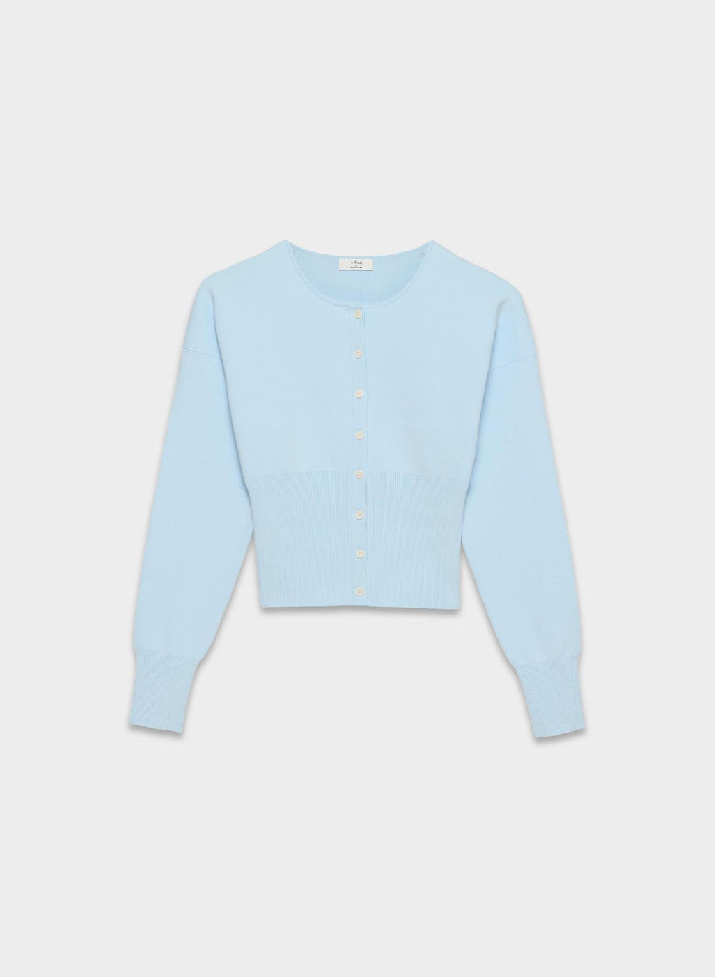 Damen Cropped Strickjacke mit Knopfleiste und Rippstrick