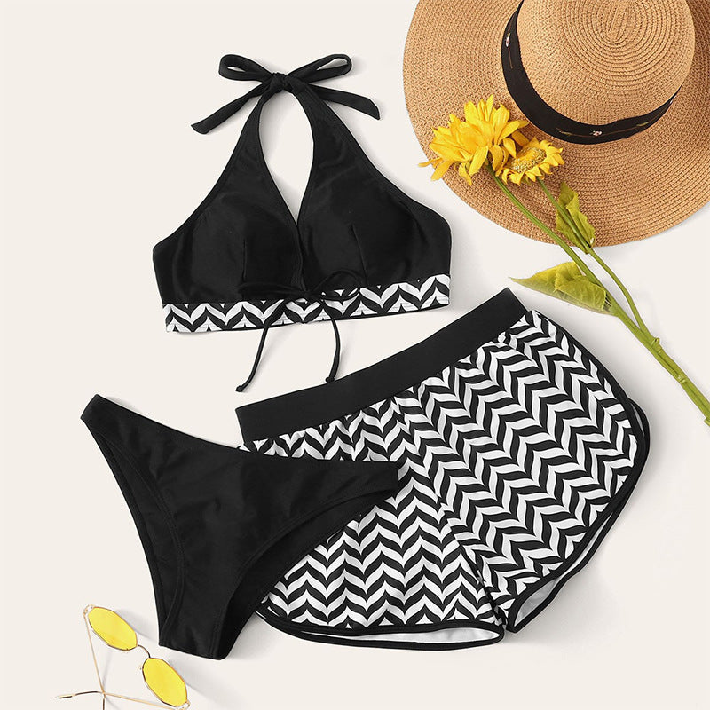 Damen Sport-Bikini-Set mit hoch geschnittenem Oberteil und komfortablen Shorts