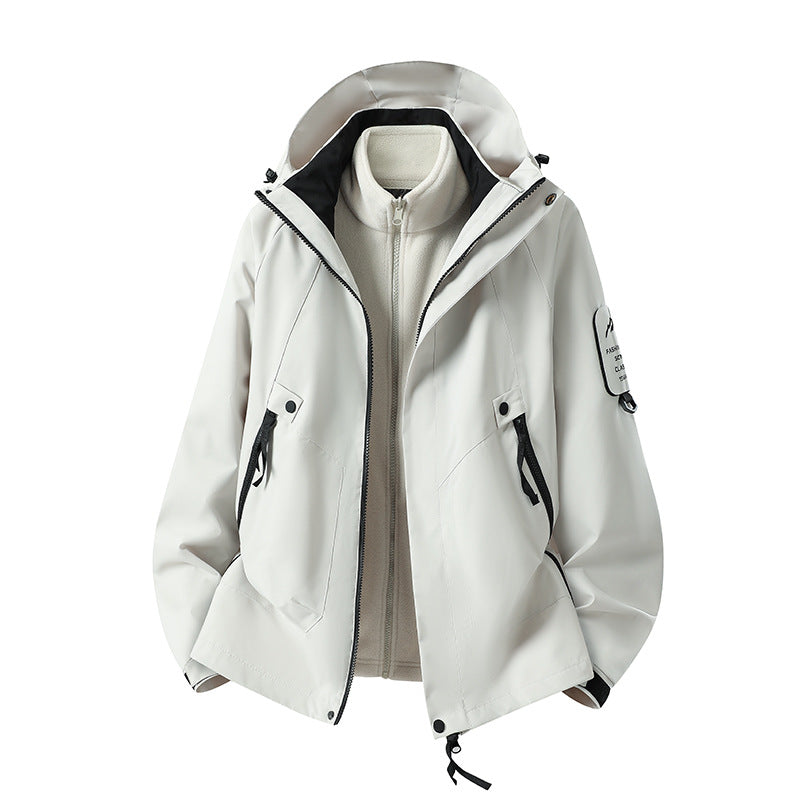 Herren Zwei-in-eins Wetterschutzjacke mit abnehmbarer Steppweste und verstellbarer Kapuze Shop Nory