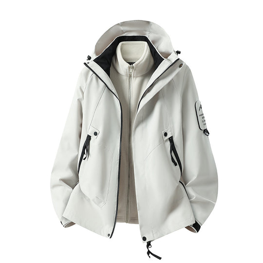 Herren Zwei-in-eins Wetterschutzjacke mit abnehmbarer Steppweste und verstellbarer Kapuze Shop Nory
