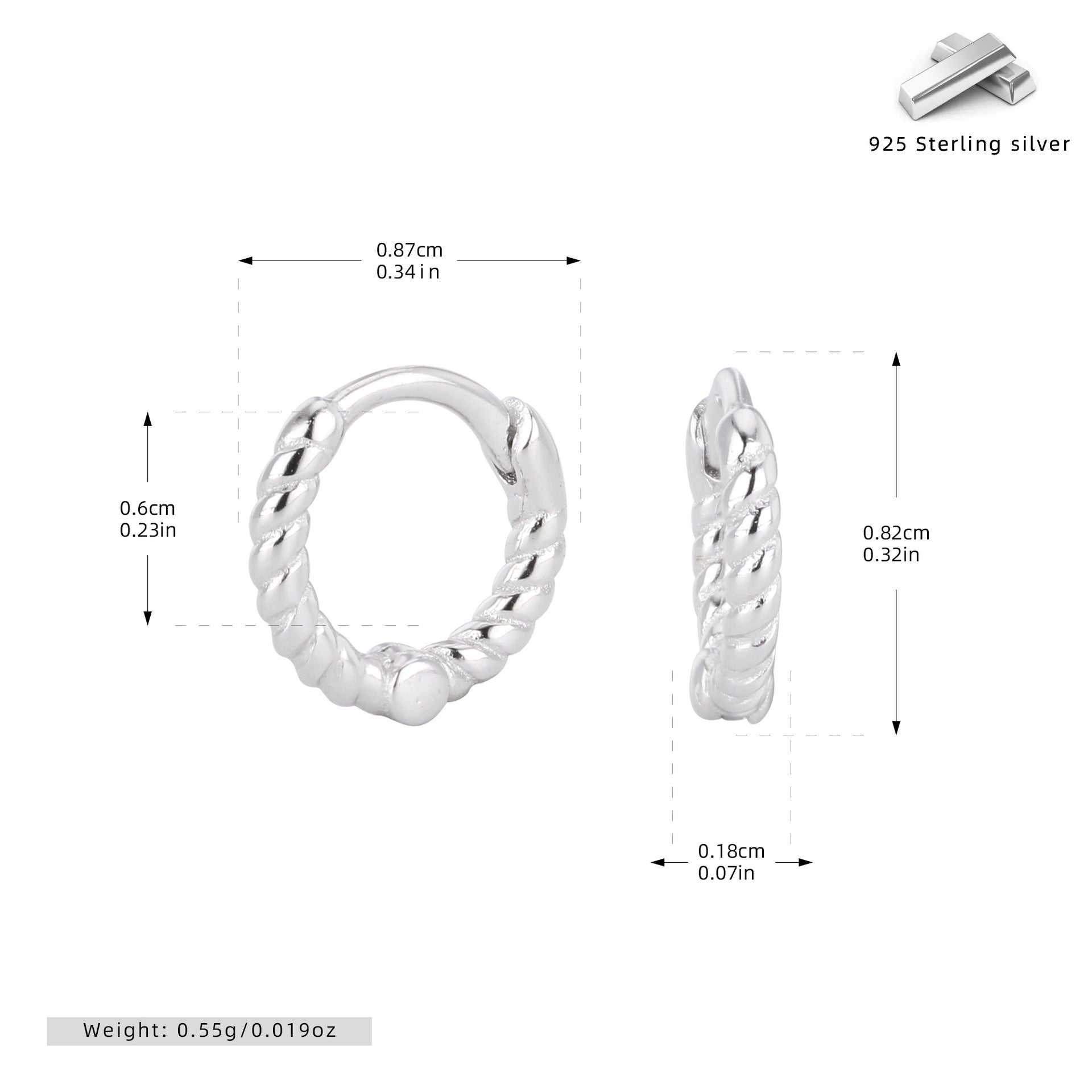 Damen Creolen mit gedrehtem Design aus 925 Sterlingsilber Shop Nory