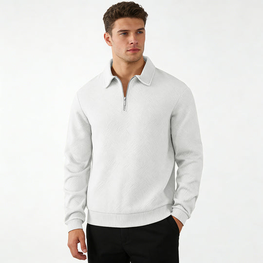 Herren Strukturierter Halbzip-Pullover mit Kragen und Rippbündchen Shop Nory