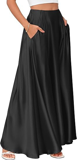 Damen Maxirock mit eleganten Falten und praktischen Taschen