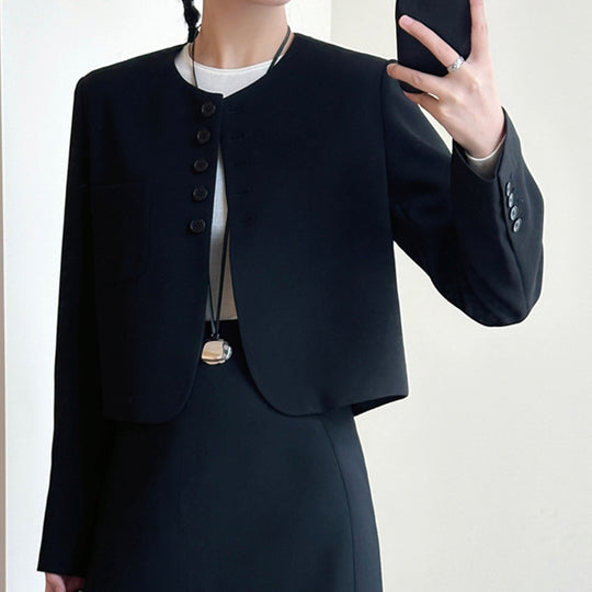 Damen Modische Blazerjacke mit kurzen Ärmeln Shop Nory