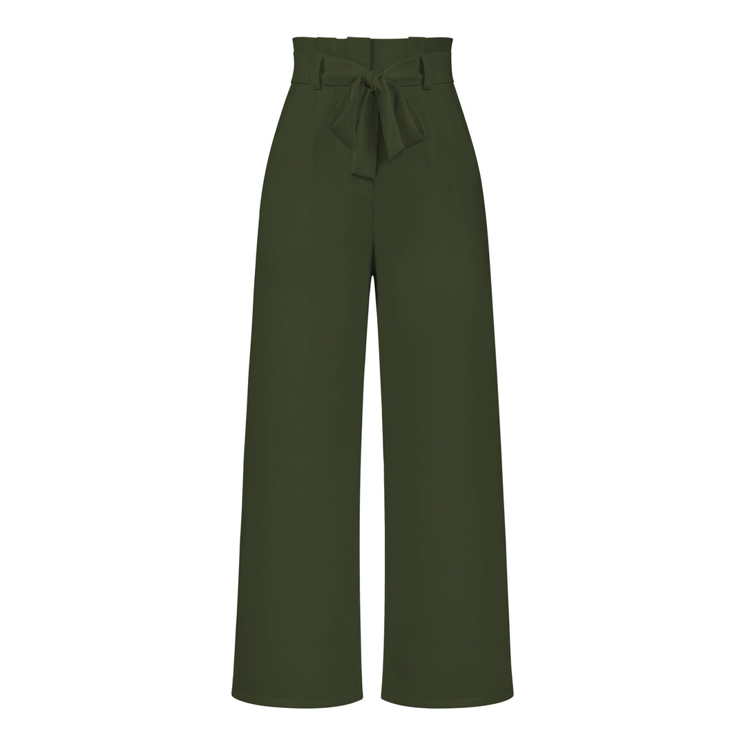 Damen hochtaillierte Paperbag-Hose mit weitem Bein und Taillengürtel Shop Nory