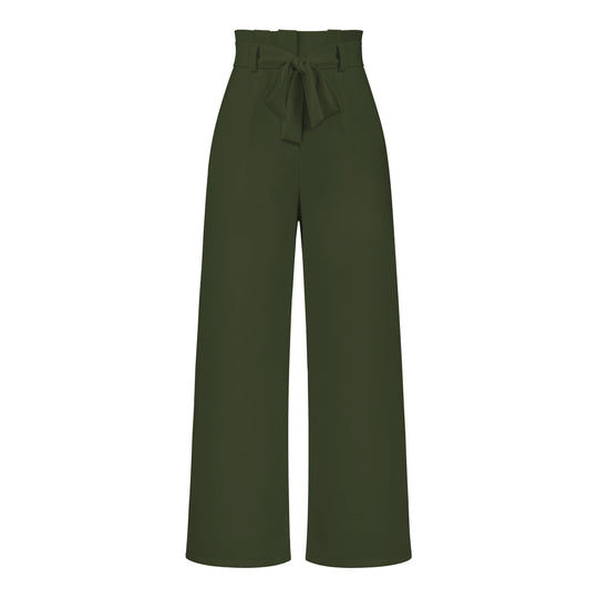 Damen hochtaillierte Paperbag-Hose mit weitem Bein und Taillengürtel Shop Nory