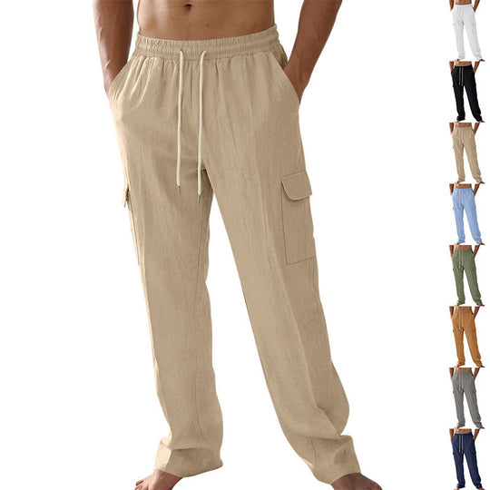 Herren Cargo-Strandhose aus Leinenmix mit elastischem Bund und Kordelzug Shop Nory