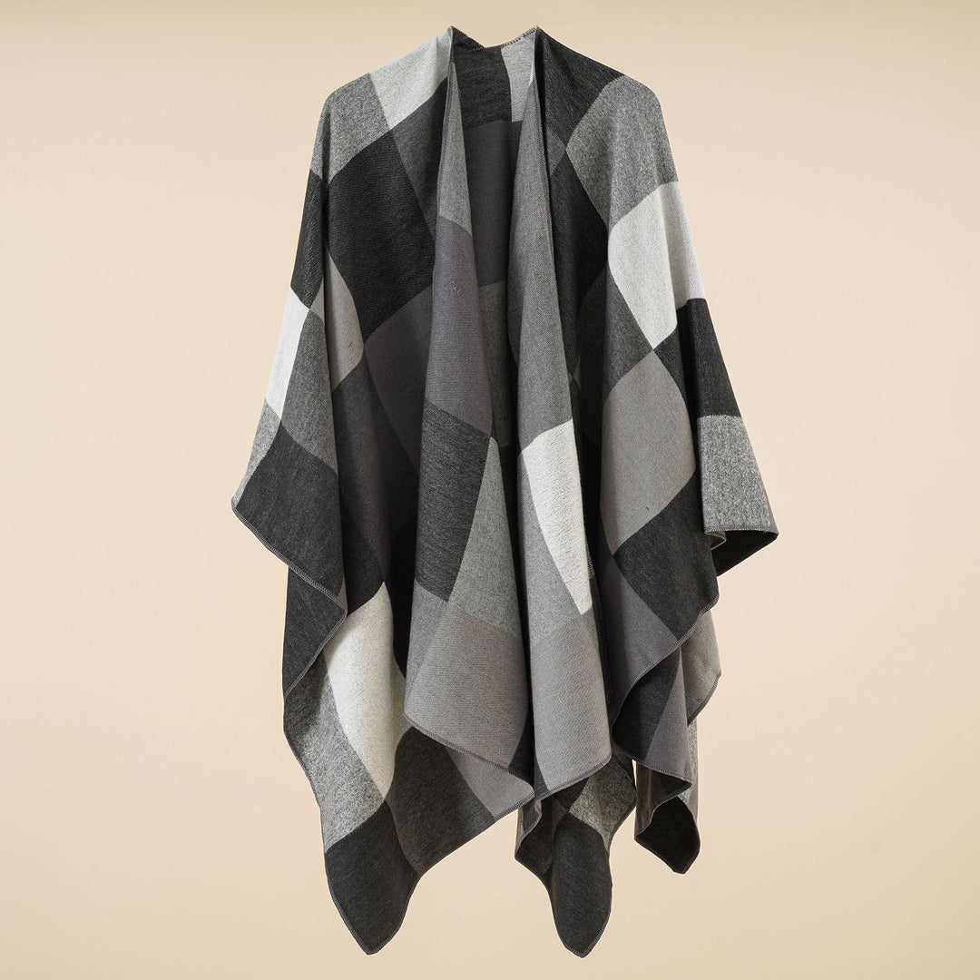 Damen Leichter Jacquard-Poncho mit geometrischem Muster und asymmetrischem Saum Shop Nory