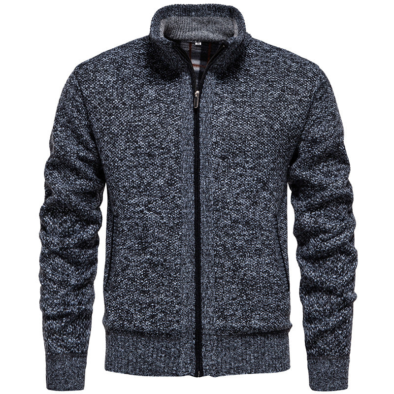 Herren Strickjacke mit hohem Kragen und praktischem Reißverschluss Shopnory