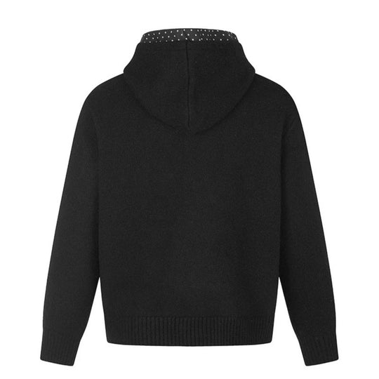 Damen Zip-Kapuzen-Strickjacke mit gepunkteter Kapuzenfütterung und Sternchen-Stickerei Shop Nory