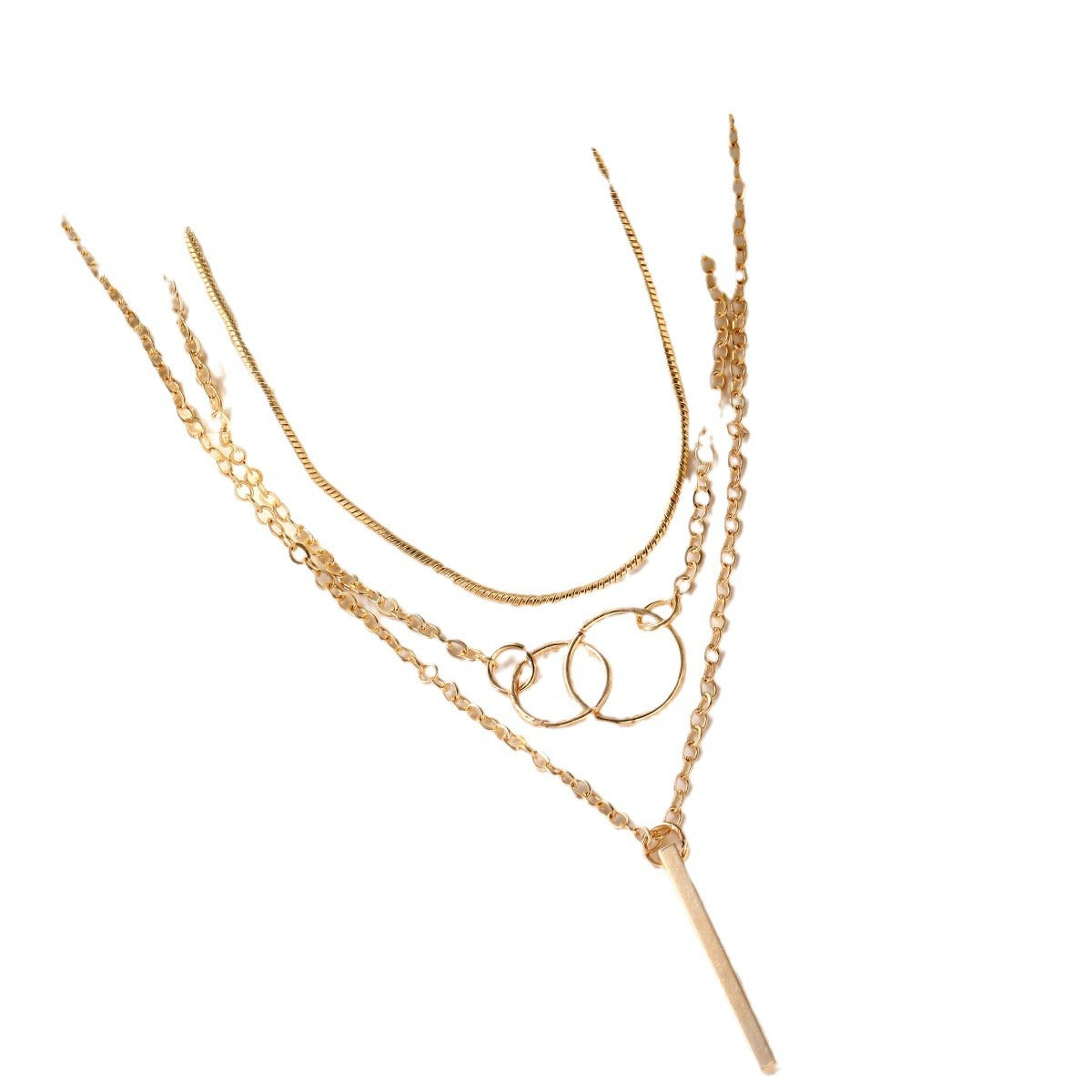 Damen mehrlagige Halskette mit runden Anhängern und elegantem Stangenakzent Shop Nory