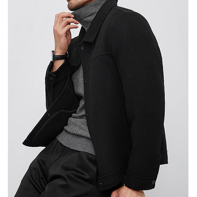 Herren Kastenförmige Wollmix-Blousonjacke mit verdeckter Druckknopfblende und Eingrifftaschen Shop Nory