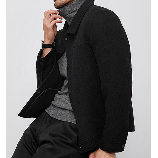 Herren Kastenförmige Wollmix-Blousonjacke mit verdeckter Druckknopfblende und Eingrifftaschen Shop Nory