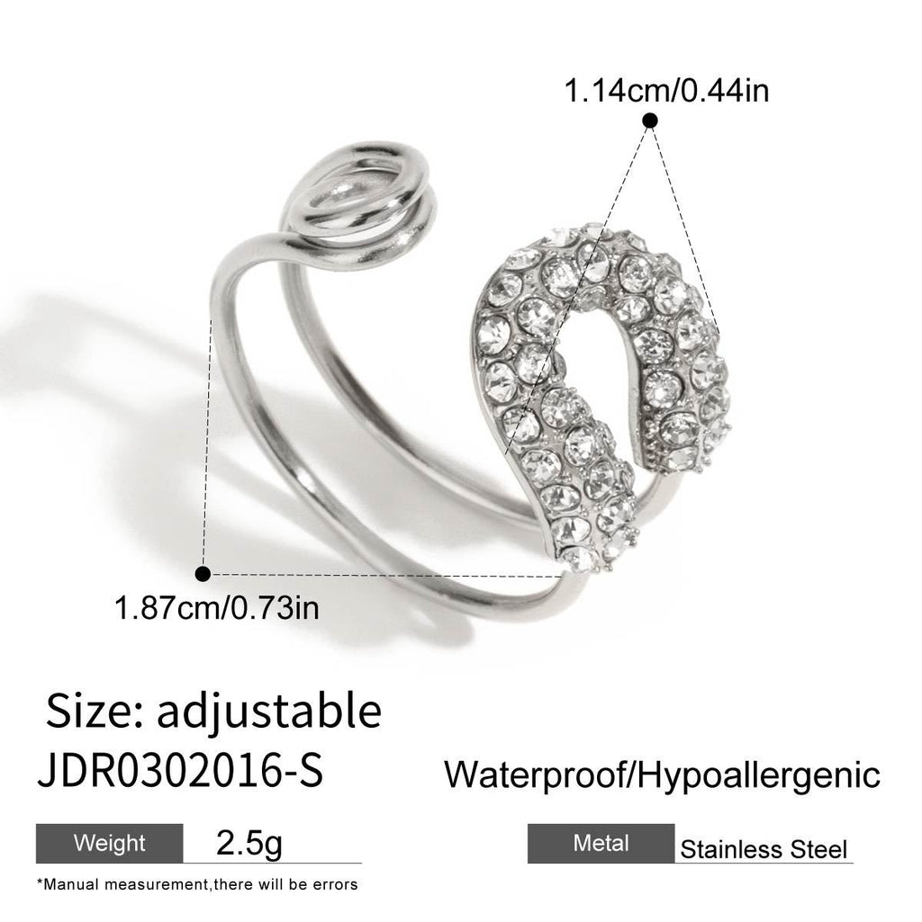 Damen Offener Ring mit funkelndem Zirkon und modernem Design Shop Nory